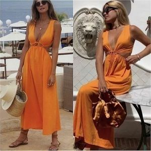 ZARA Blogger Favorite Tangerine Dress with Cut Outs